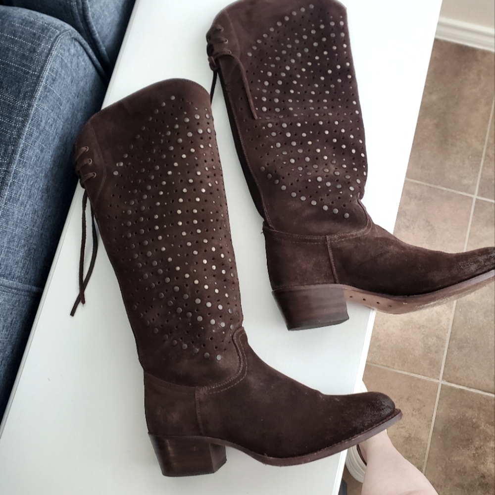 FRYE Deborah Knee High, Studded Suede Boots